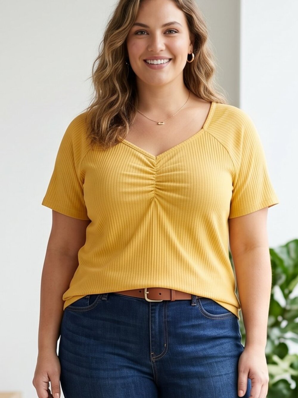 a.n.a a new approach womens Blouse Texas Gold Short Sleeved